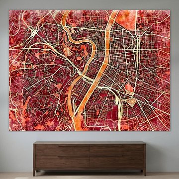 Karte von Lyon im stil 'Amber Autumn'