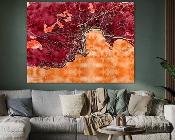 Map of Ajaccio with the style 'Amber Autumn' by Maporia