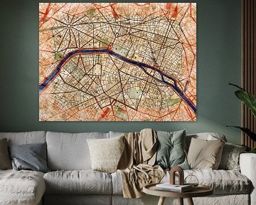 Karte von Paris centrum im stil 'Serene Summer' von Maporia