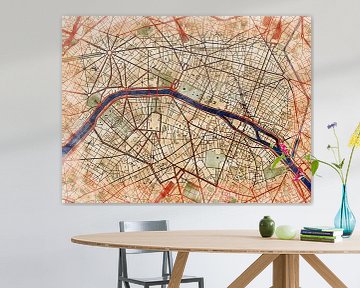 Kaart van Paris centrum in de stijl 'Serene Summer' van Maporia