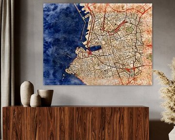 Map of Marseille centrum with the style 'Serene Summer' by Maporia