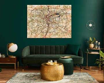 Map of Lyon metropole with the style 'Serene Summer' by Maporia