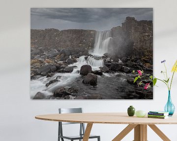 Öxarárfoss, waterval in Thingvellir IJsland van stephan berendsen