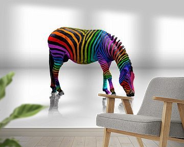 Regenboog Zebra van Christiane Calmbacher