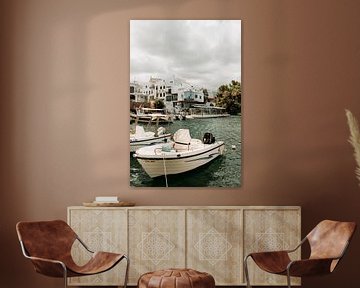 Boats in the harbor of the Greek fishing village of Sissi by Hey Frits Studio