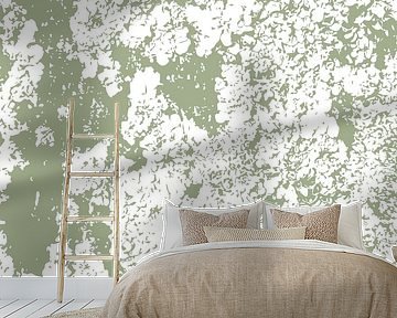 Abstracte botanische wabi-sabi kunst: mos in lichtgroen van Dina Dankers