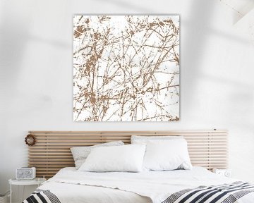 Abstract botanical wabi-sabi art: branches in dark gold by Dina Dankers