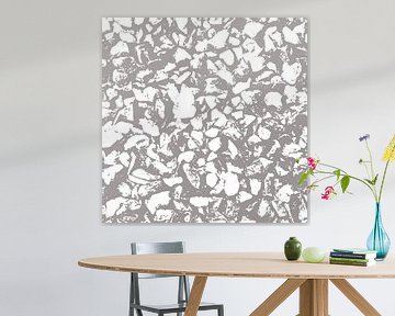Abstract botanical wabi-sabi art: gravel in grey or taupe by Dina Dankers