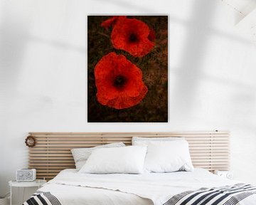 coquelicots en brocart sur Jo Beerens