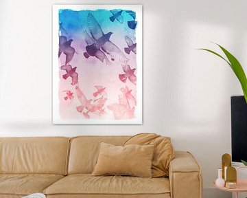 Pigeons Flying by Apolo Prints