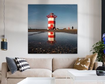 Harbour head in Scheveningen with the red and white tower on the lookout by Jolanda Aalbers