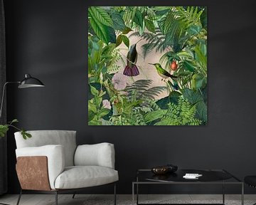 Hummingbirds tropical garden by Andrea Haase
