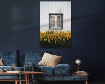 Idyllic window of old cottage in Norway, Lofoten. by Elles van der Veen