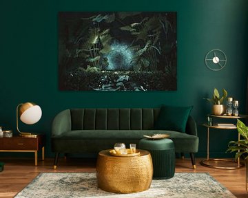 Tropical background with light spot and jungle plants by Besa Art