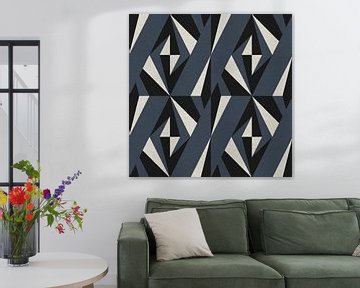 Modern abstract geometric art. Triangle shapes in blue. by Dina Dankers