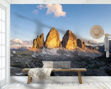 Three peaks at sunset glow Tre Crime Glow by Daniel Kogler