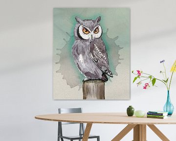 white faced owl watercolor