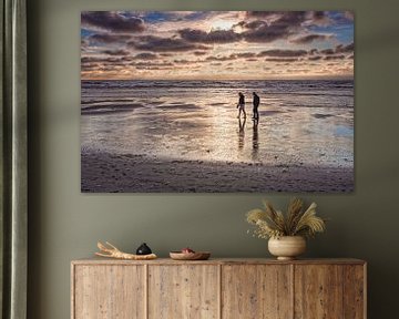 Sunset on the beach near De Koog on Texel by Rob Boon