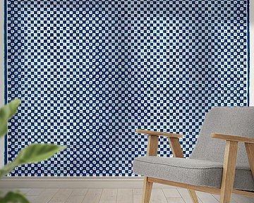 Checkerboard patroon. Blauwe en witte vierkanten. Geometrisch patroon. van Dina Dankers
