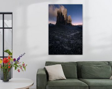 Les impressionnants Tre Cimes di Lavaredo également appelés Drei Zinnen pendant la pleine lune. sur Jos Pannekoek