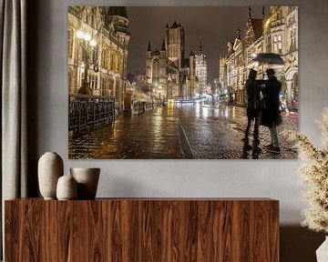 Ghent on a rainy night van Wesley Poelman