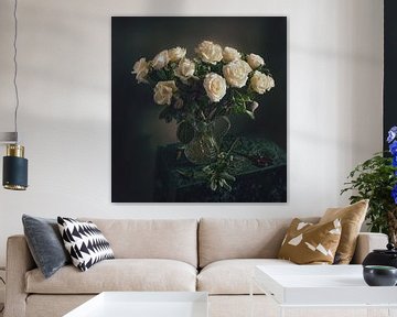 Stilleben mit einem Strauß weißer Rosen von Mykhailo Sherman
