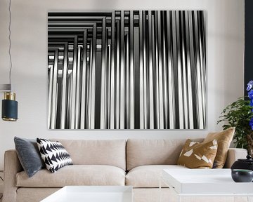 3d render illustratie in zwart wit met horizontale en verticale lijnen van W J Kok