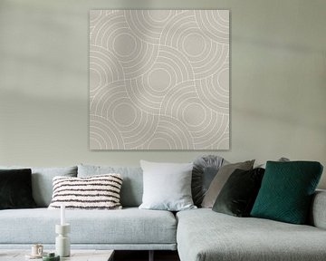 Retro Japans patroon. Moderne abstracte geometrische kunst in grijs en wit van Dina Dankers