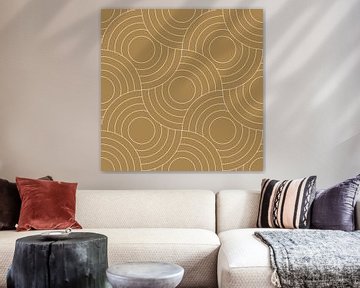 Retro Japanese  pattern. Abstract geometric illustration in golden yellow ocher 1 by Dina Dankers