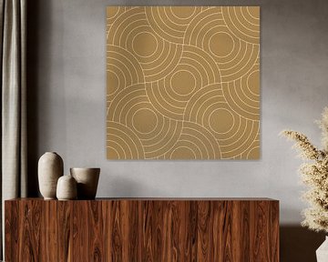 Retro Japans patroon. Abstracte geometrische illustratie in goudgeel oker. van Dina Dankers