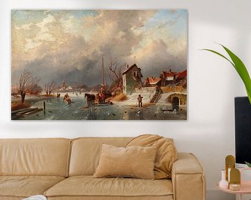 Elias van Bommel, Landschaft mit Kanal im Winter von Atelier Liesjes
