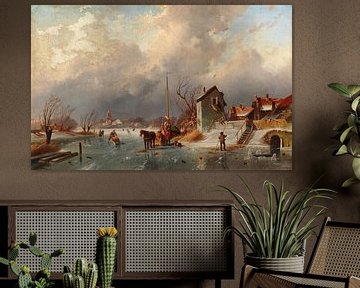 Elias van Bommel, Landschaft mit Kanal im Winter