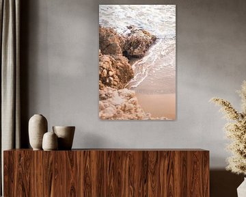 Rocks in the surf I Sitges, Barcelona, Spain I Spanish summer at the beach I Travel and nature photo by Floris Trapman