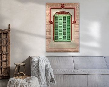 Window with pastel green colored shutters I Sitges, Spain I Spanish architecture on the Mediterranea by Floris Trapman