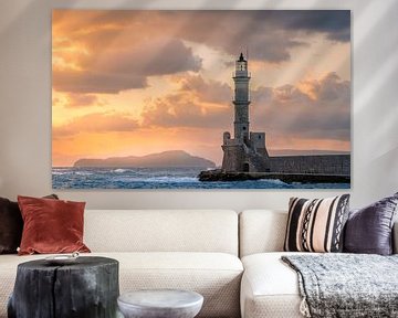 Lighthouse at sunset van Wim van D