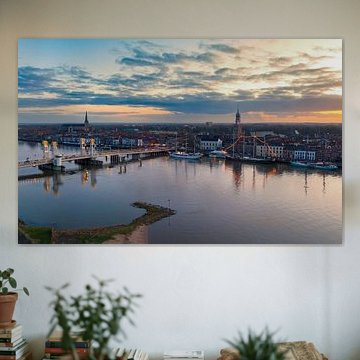 Kampen sunset during winter at the river IJssel