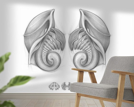 Voorbeeld van het werk in een kamer