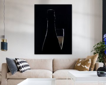 Champagne fles en glas van Evelien Brouwer