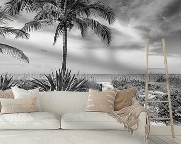 Alleen op het strand | Monochroom van Melanie Viola