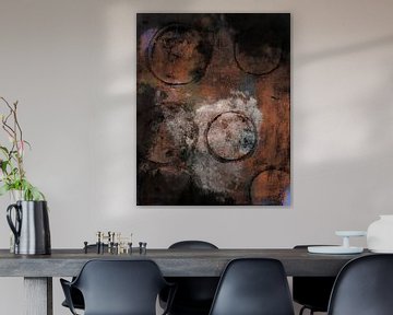 Abstract modern geometric art with organic shapes in brown. by Dina Dankers