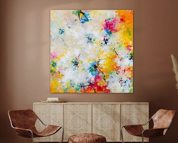 If only you could see this - cheerful colorful painting with impressionistic flowers