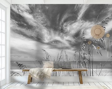 Hemelse stilte op het strand | Monochroom van Melanie Viola