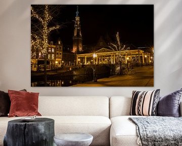 Koornbrug et hôtel de ville de Leiden sur Jan-Willem van Rijs