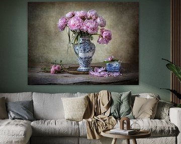 Pfingstrose in Delfter Blau