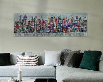 Cityscape green long by Kunstenares Mir Mirthe Kolkman van der Klip