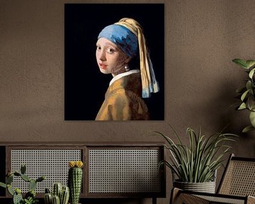 Fille tatouée avec une boucle d'oreille en perle de Johannes Vermeer sur Maarten Knops