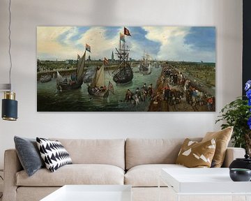 Het vertrek van een hoogwaardigheidsbekleder uit Middelburg, Adriaen Pietersz. van de Venne - 1615
