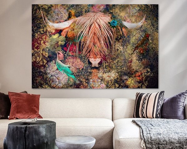 Scottish Highlander mixed media artwork