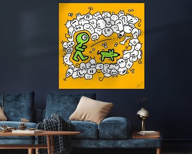 Voorbeeld van het werk in een kamer