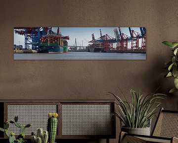 Panorama d'un terminal à conteneurs dans le port de Hambourg sur Jonas Weinitschke